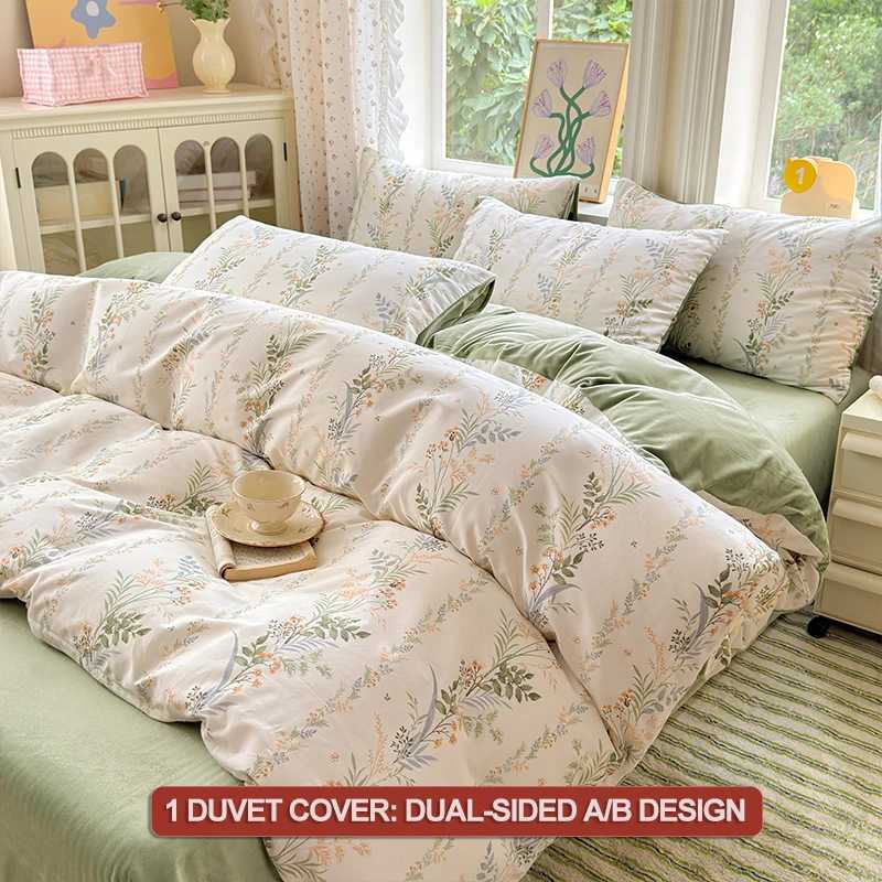 Bedding Set Duvet Cover Set 1 Duvet Cover Cotton A-Side Flannel B-Side 2 Pillowcases - Double Comfort for Daily Use H260327