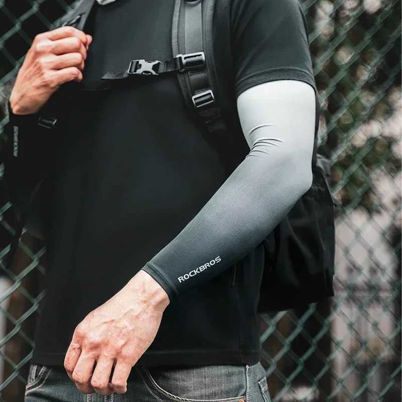 ROCKBROS Arm Sleeves Gradient Color Running Fishing Sunscreen Sleeve Summer Cool Quick Dry Breathable Ice Silk Cycling Equipment D260326