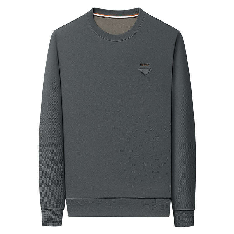 Live broadcast promotion of spring autumn round neck sweatshirts solid color loose casual T shirts young and middle aged men available for dropshippin - view 6