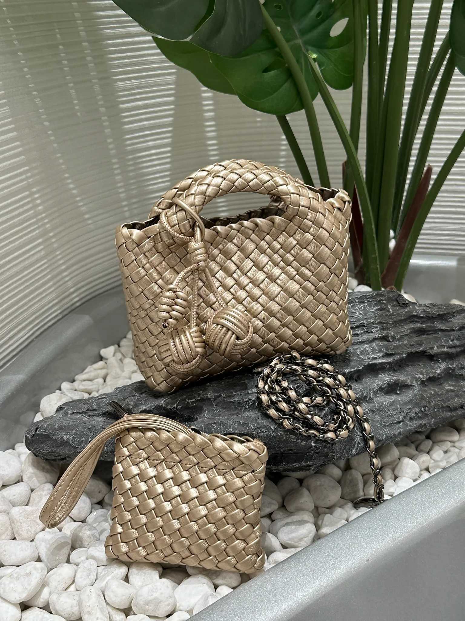 Designer bag Womens handbag Popular small size version PU leather woven bag Fashion style soft handmade bucket bag C260327