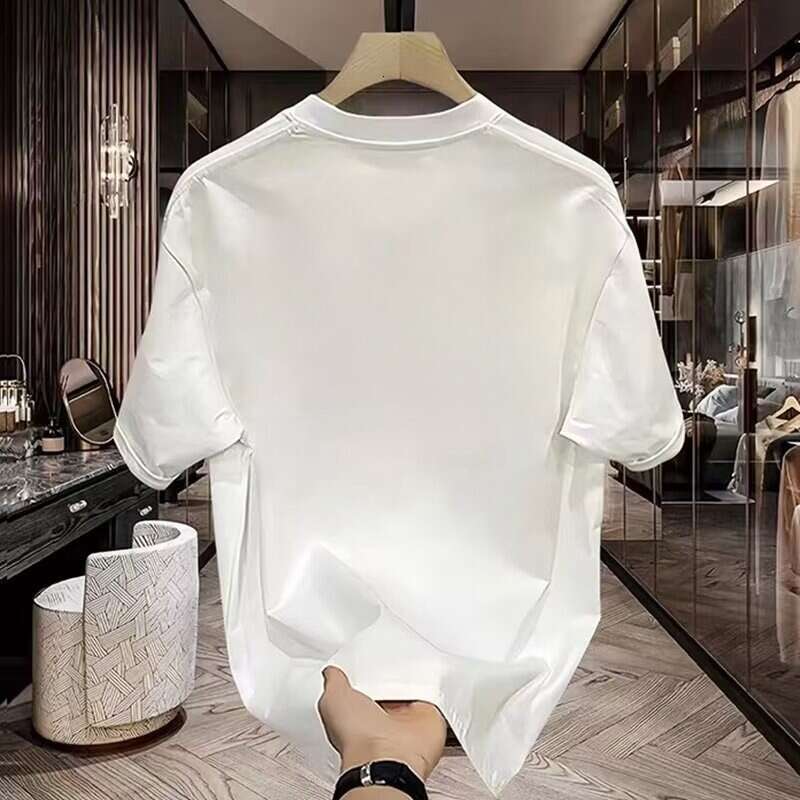 High end pure cotton short sleeve T shirt for men 2026 spring/summer new style round neck loose fit European style base shirt - view 4
