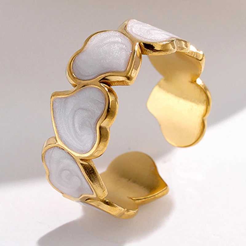 Bohemia Love Heart Stainless Steel Rings for Women Girls Aesthetic Open Finger Ring Fashion Jewelry Engagement Rings for women H260327