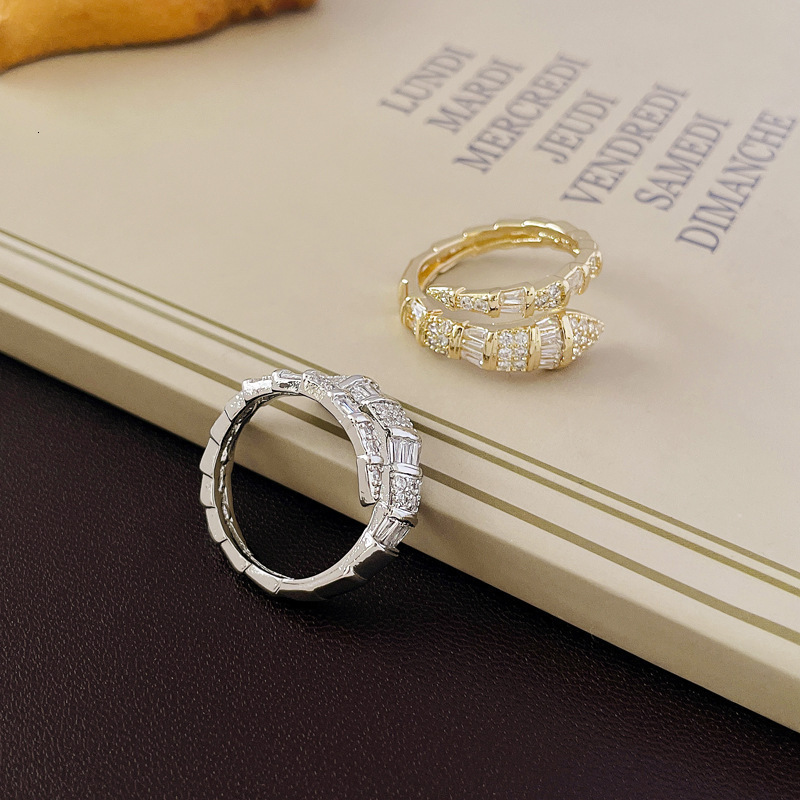 Luxury Serpentine Zircon Ring Stylish Open-Design Jewelry A Minimalist Accessory That Goes with Everything