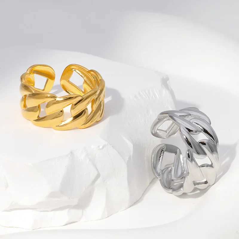 Stainless Steel Rings for Women Geometric Love Heart Chain Hollow Finger Rings Minimalist Trendy Aesthetic Party Jewelry Gifts H260327