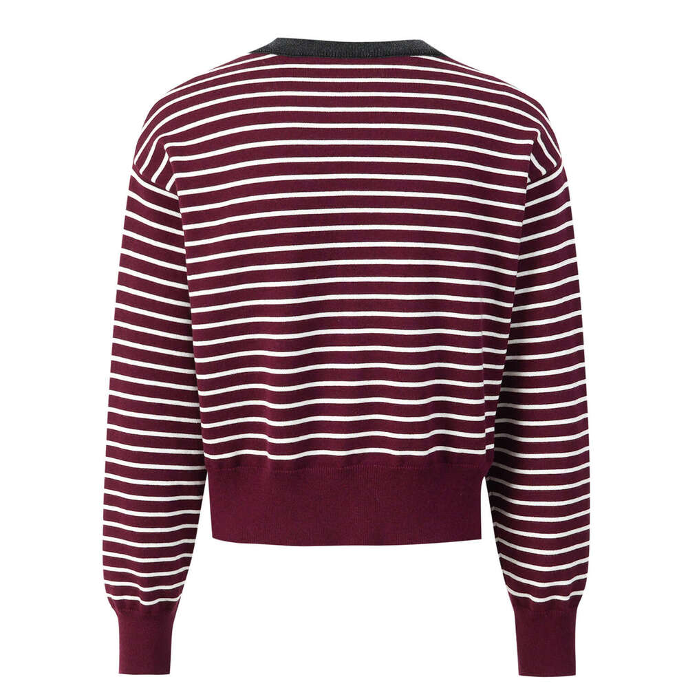 2026 autumn and A1 winter new round neck contrasting color casual CC multifunctional metal button knitted women's cardigan