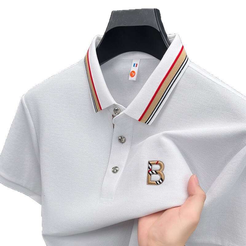 High Quality Stylish Summer Short Sleeve T Shirt Thin Middle Aged Dad's Business Casual Ice Silk Pullover Polo Shirt - view 6