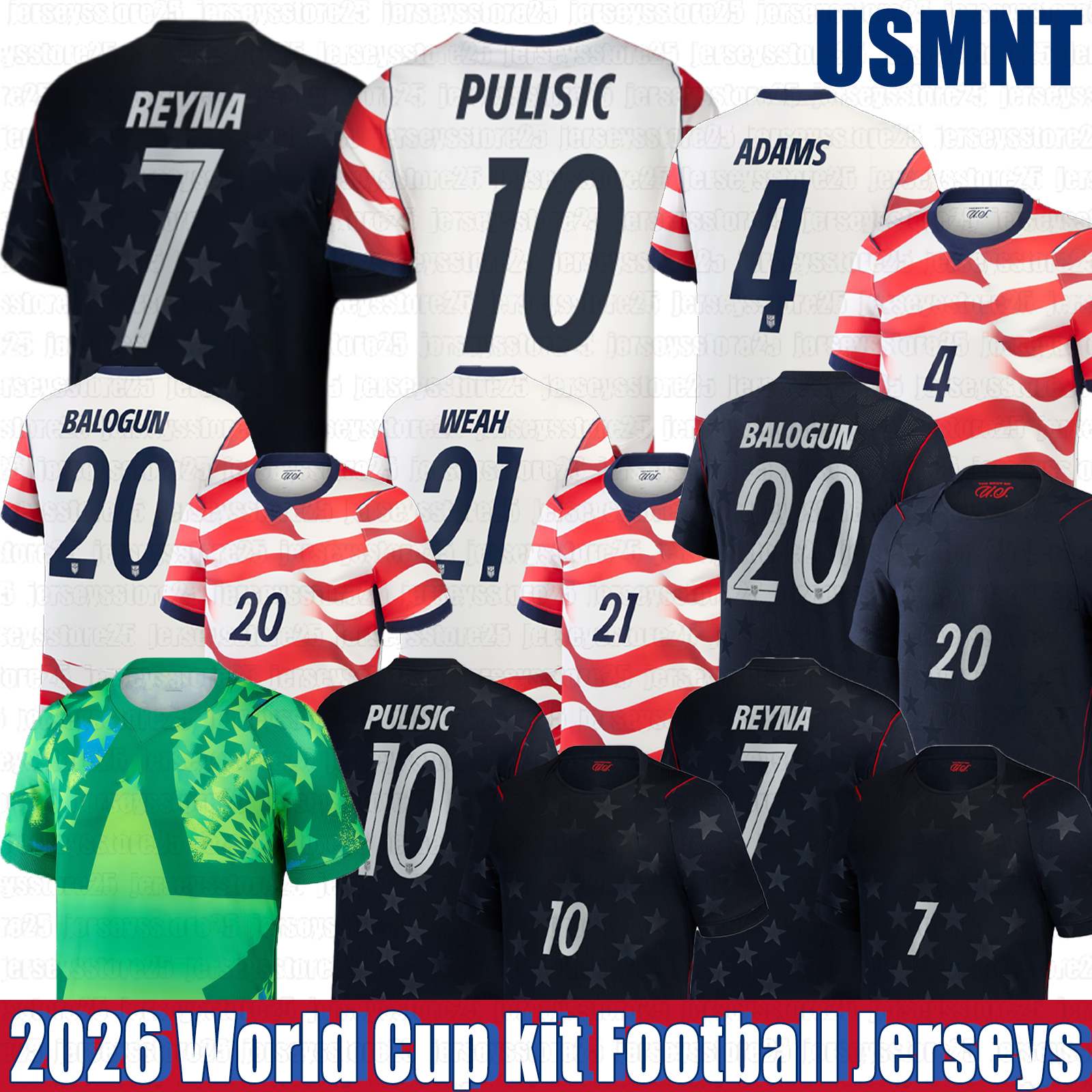 USAS 2026 USMNT football Jersey shirt World Cup Kit Christian Pulisic Folarin Balogun Giovanni Reyna Landon Donovan Mia Hamm Ricardo Pepi Tim Howard Soccer Jerseys
