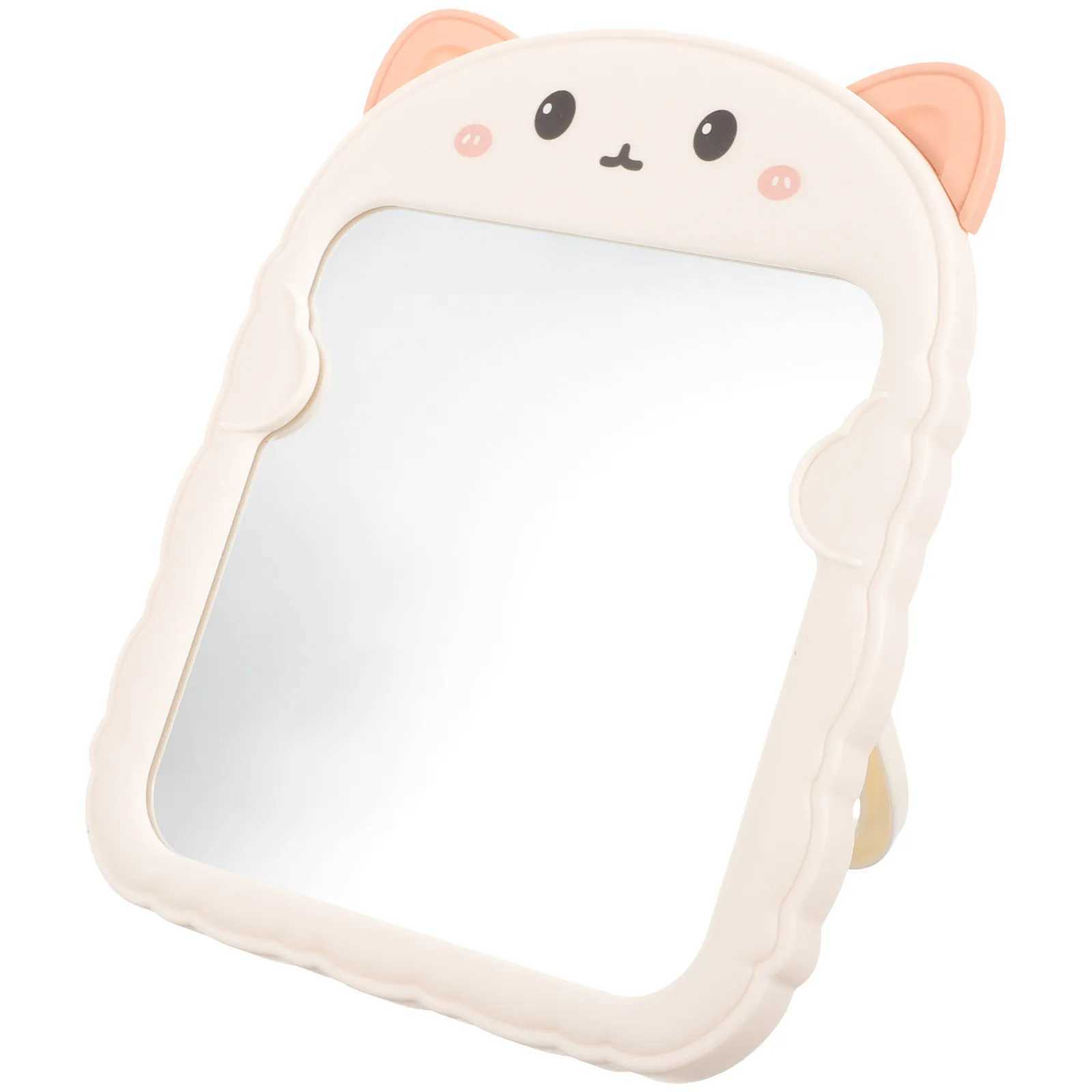 Cute Cartoon Bear Ear Folding Makeup Mirror Portable Vanity Travel Tabletop Ergonomic Design Stable Use Anytime Anywhere Gift H260327