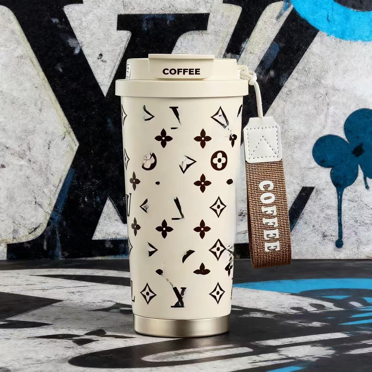 KT Insulated Cup Stainless Steel Student High Appearance Straw Double Drinking Large Capacity Coffee Cup Drinking Cup 520ML