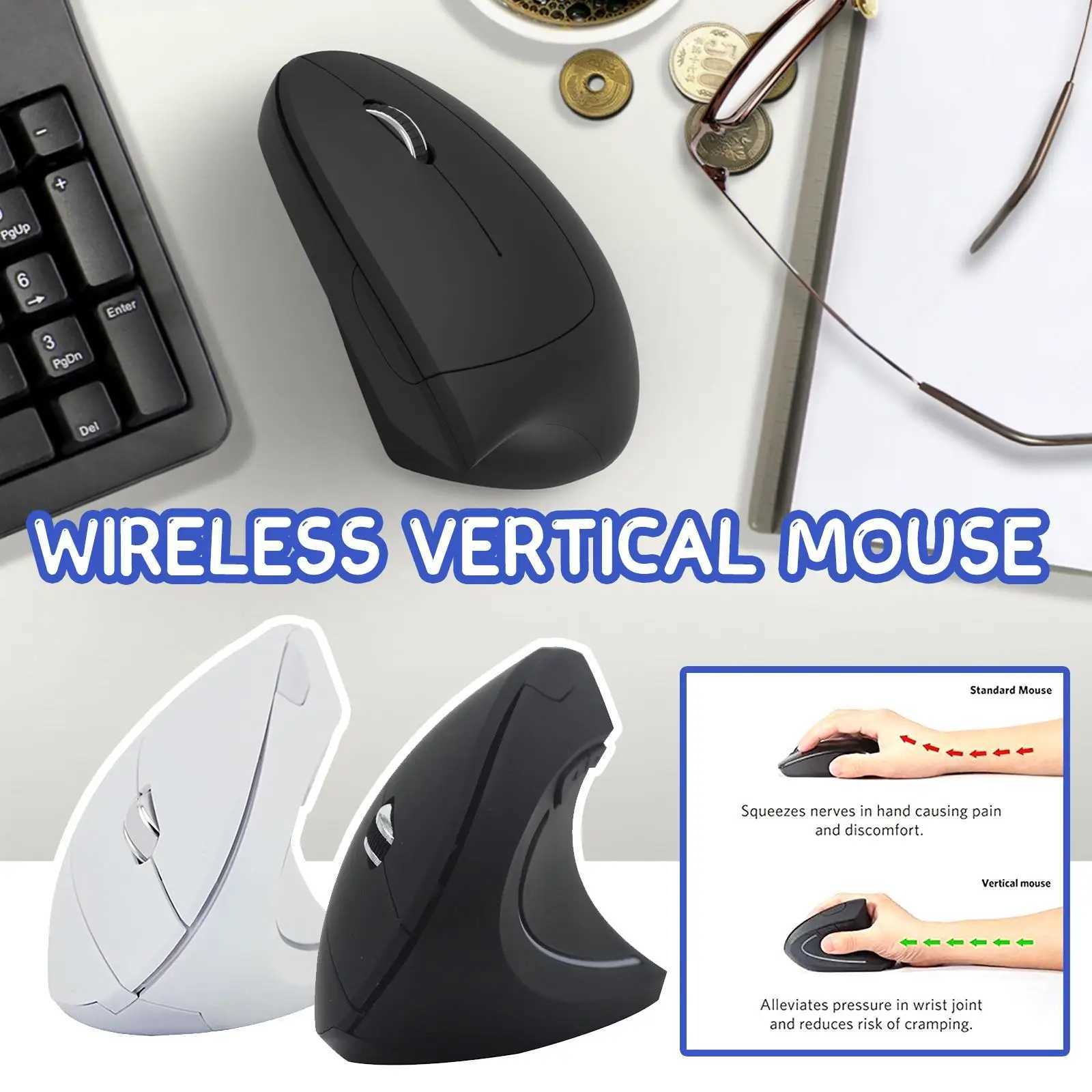 Wireless Vertical Ergonomic Mouse Luminous Optical Upright Office Computer Mouse USB 24G Laptop Desktop Accessories High Qualit D260327