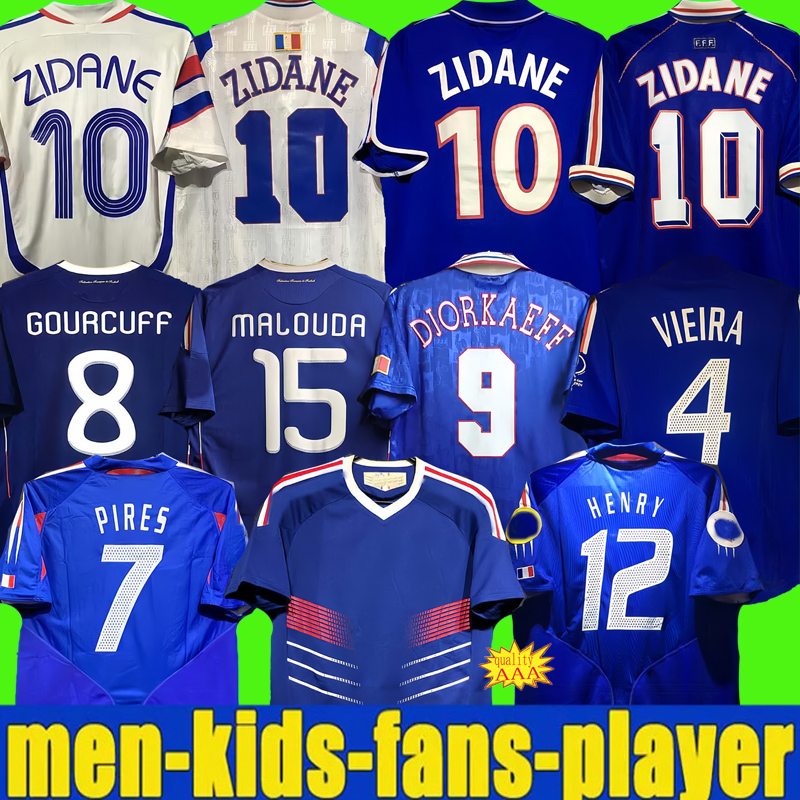 1998 French Club retro soccer jerseys 1982 84 86 88 90 96 98 00 02 06 18 ZIDANE HENRY MAILLOT DE FOOT football shirt REZEGUET DESAILLY Classic Vintage kit Francia France