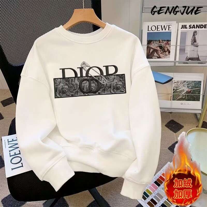 Fleece-Lined Thickened Autumn Winter Heavyweight Crew Neck Sweatshirt Unisex Korean Style Casual Versatile Long Sleeve Top Jacket