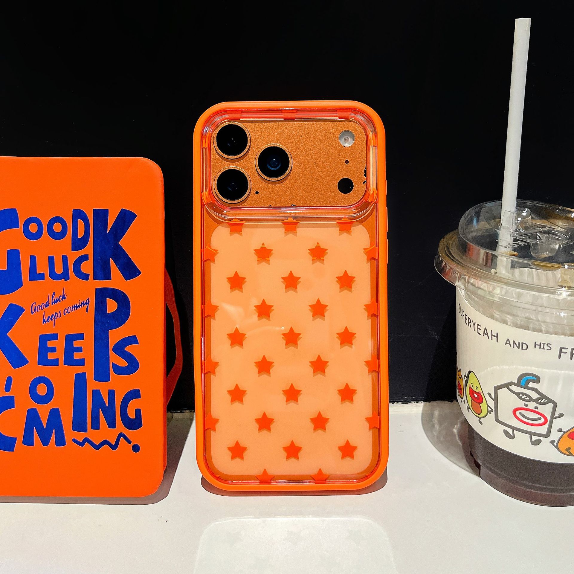 Dreamy Simple Colorful Stars Orange Couple Case for iPhone