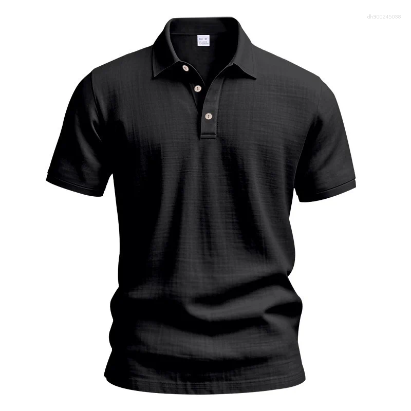 Men's Polos Daily Casual Short Sleeve Linen Polo Shirt Mens Fashion Buttoned Turn-down Collar Tops Men Spring Summer Breathable