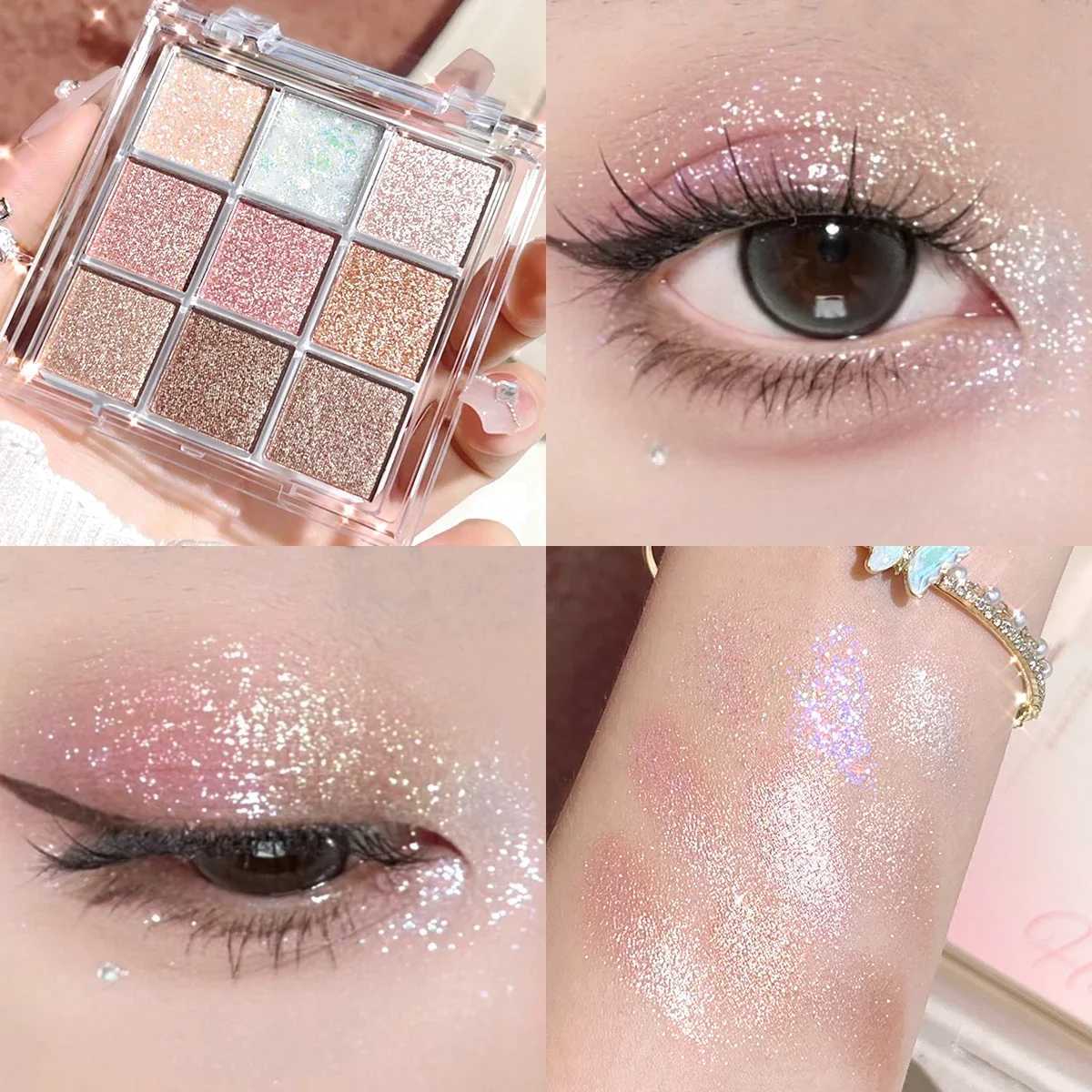 Nine-Color Eyeshadow Palette with Pearl Fine Sparkle Layerable Shimmer Bright Glitter and Vibrant Colors New H260327