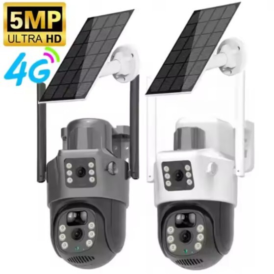 Outdoor Waterproof Dual-Lens Dual-Screen Camera Bestseller in Cross-Border Sales 4G Remote Solar Camera
