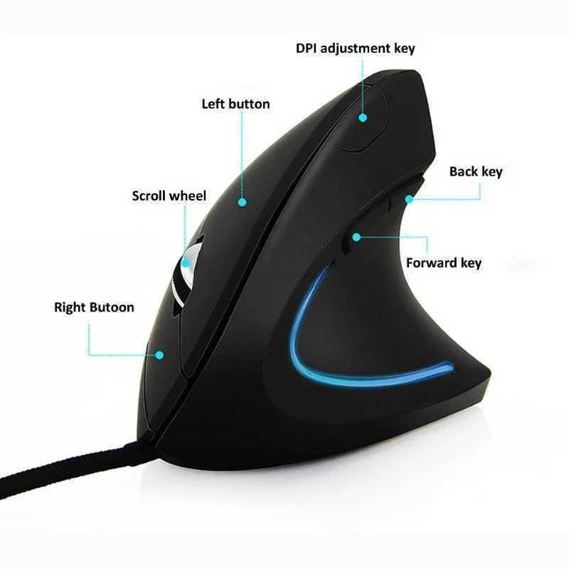 Wired Right Hand Vertical RGB Mouse Ergonomic Gaming Mouse 3200DPI USB Optical Wrist Healthy Mause for PC Computer D260327