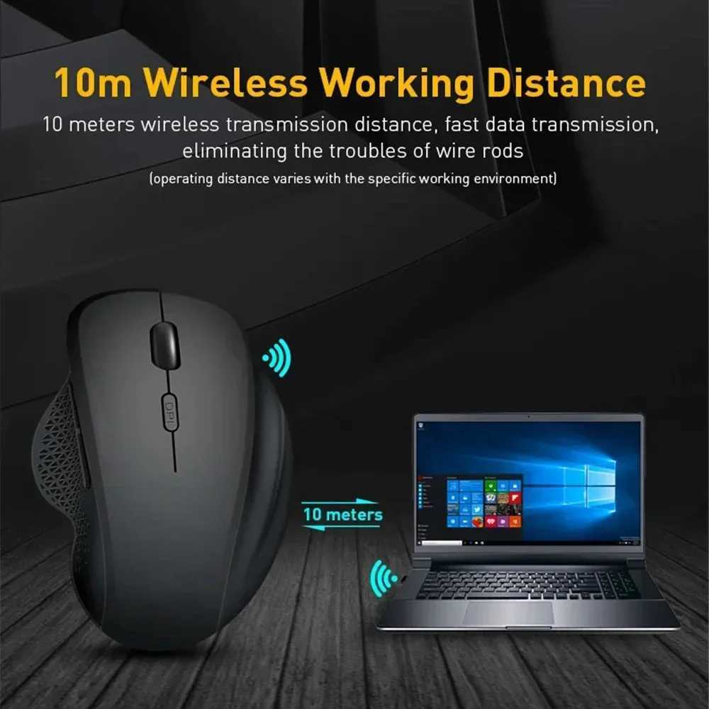 Wireless Mouse Ergonomic Computer Mouse PC Optical Mause with USB Receiver 6 Buttons 24Ghz Wireless Mice 1600 DPI for Laptop D260327