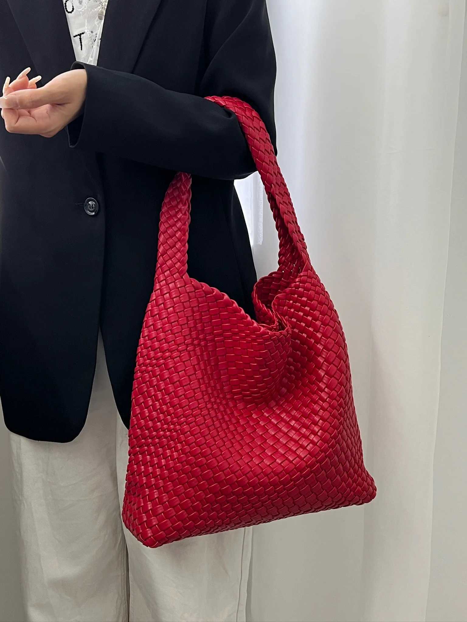 Womens bags Shoulder bag High capacity PU leather hand woven Womens handbag C260327