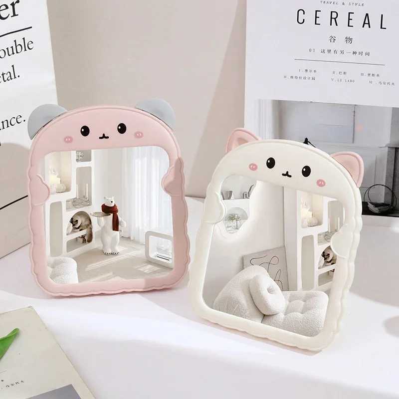 Cute Cartoon Cat Ear Folding Makeup Mirror High Aesthetic Dormitory Wall Mounted High-definition Makeup Mirror H260327