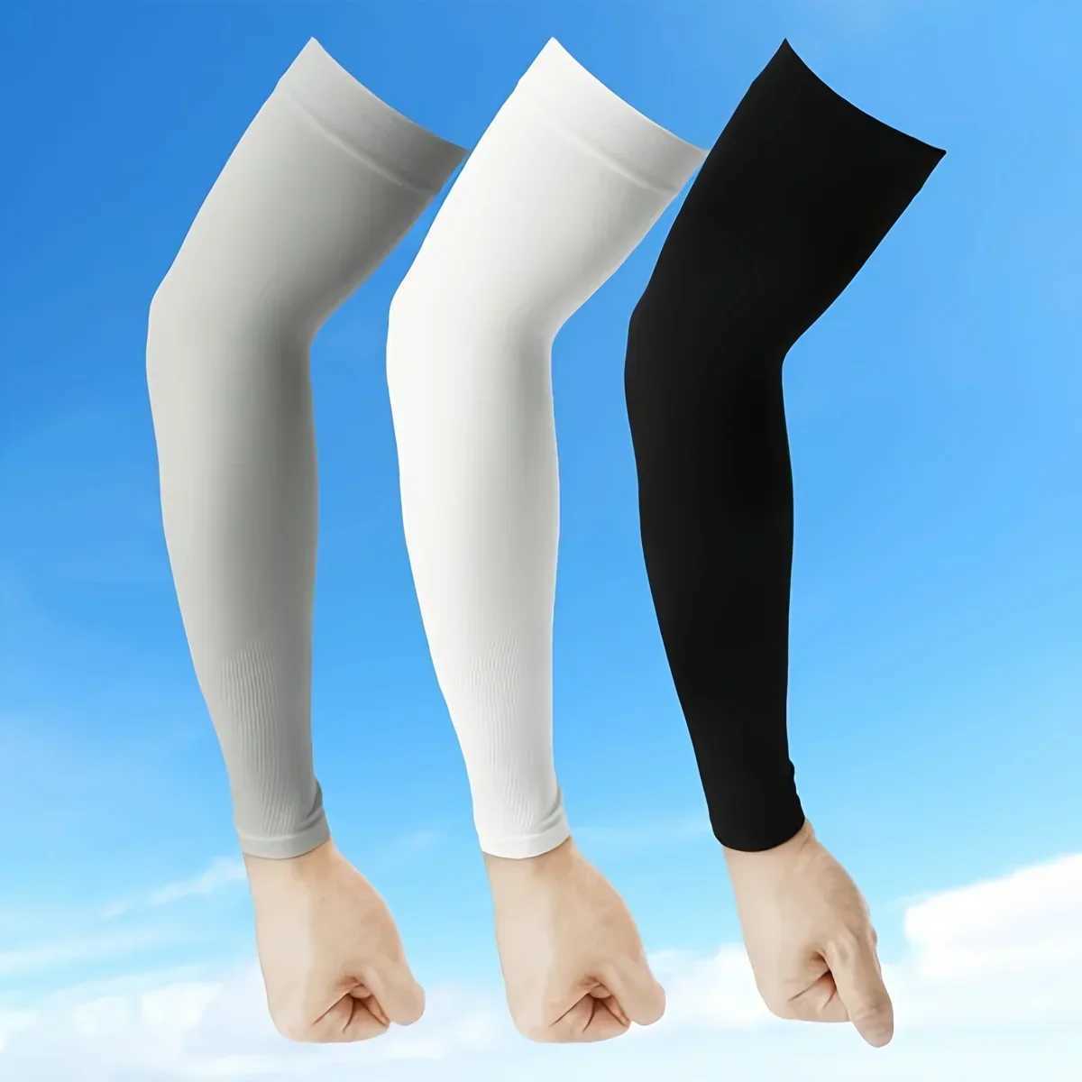 Womens Summer Arm Sleeves - Solid Color Elastic FitSun Protection Sweat-Absorbent Casual Outing Accessory Casual Armwear D260326