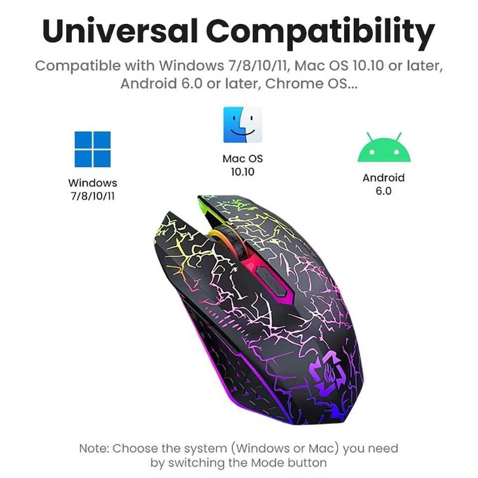 Bluetooth 52 Wireless Mouse RGB Gaming Mouse Silent Mouse Rechargeable Mouse 800-1200-1600 DPI Mouse Mice for PC Laptop Macbook D260327