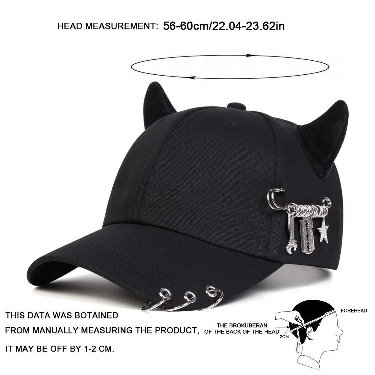 Unisex Lron Ring Cow Horn Personality Baseball Caps Spring Autumn Outdoor Adjustable Casual Hats Sunscreen Hat M260327