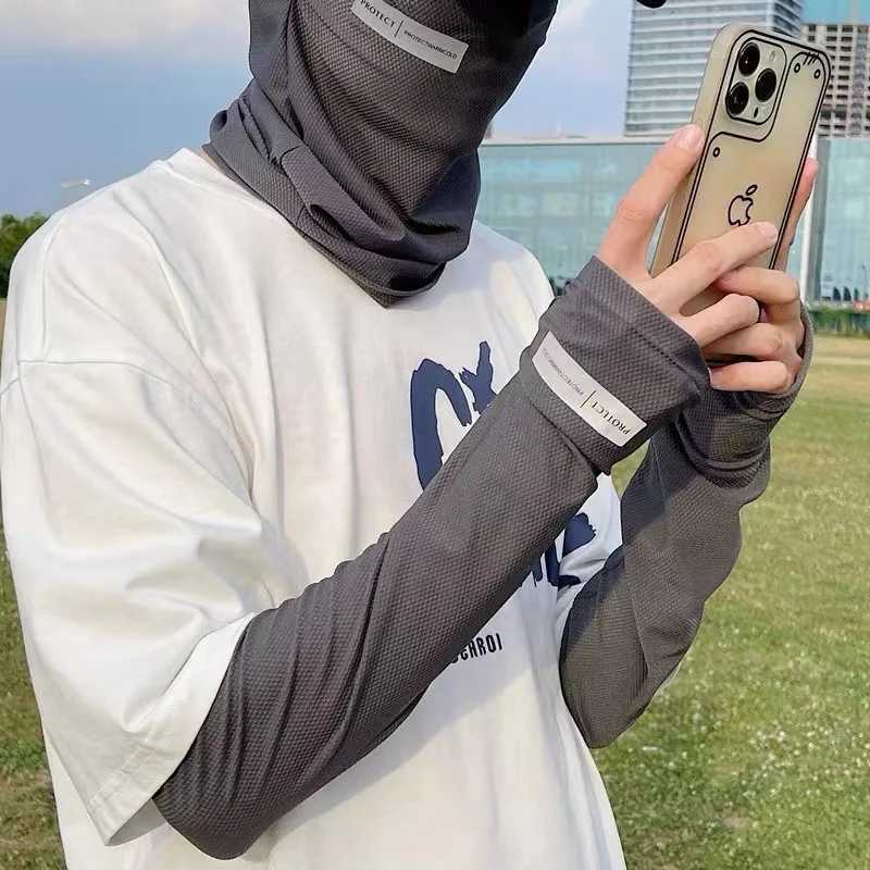 Large Size Ice Sleeves for Mens Sun Protection Japanese Summer Outdoor UV Protection Loose Arm Sleeves Driving Outdoor Gloves D260326