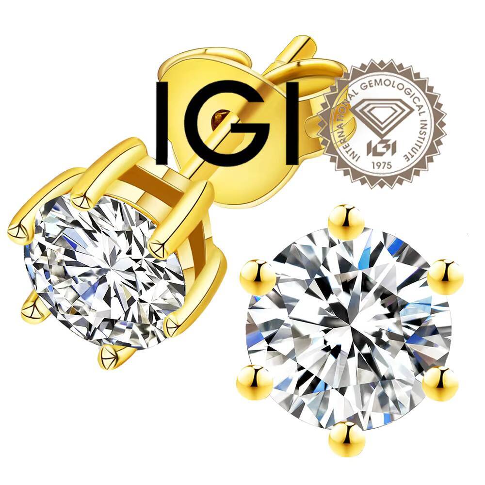 2ct Lab Grown Round Cut Diamond Earrings Simple Classic Style with 18K Gold High Quality Jewelry