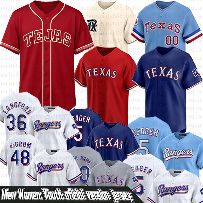 5 Corey Seager 48 Jacob deGrom Custom Baseball Jerseys RangersS jersey Nolan Ryan Marcus Semien City Connect Josh Smith Adolis Garcia Kole Calhoun Jon Gray Hamilton