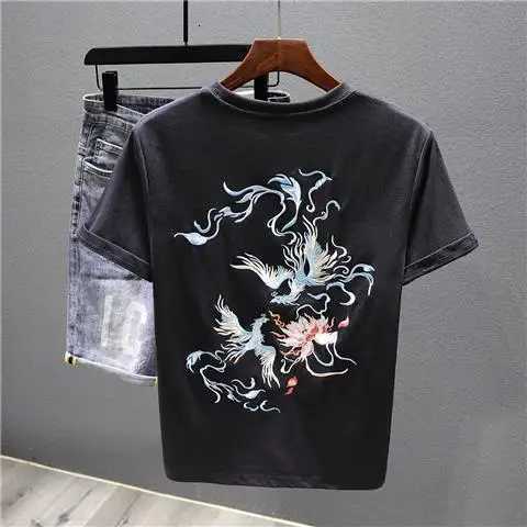 2025 New Ethnic Style Embroidered Short-sleeved T-shirt Men Summer Casual Base Top C260326