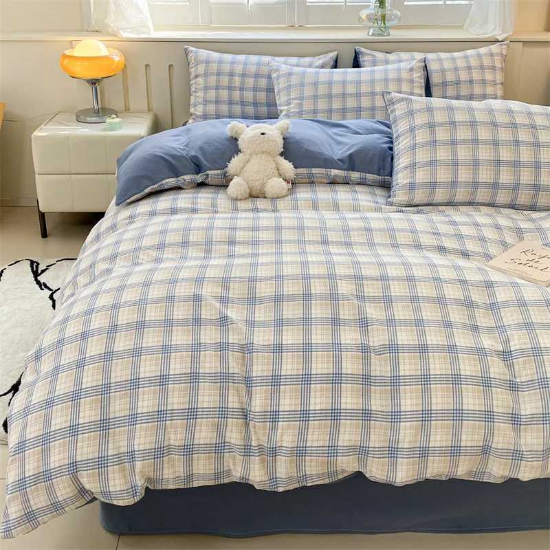 Modern Minimalist Plaid Duvet Cover 220x240 Soft Breathable All Season Queen Comforter Cover Single Piece Striped Quilt Covers H260327