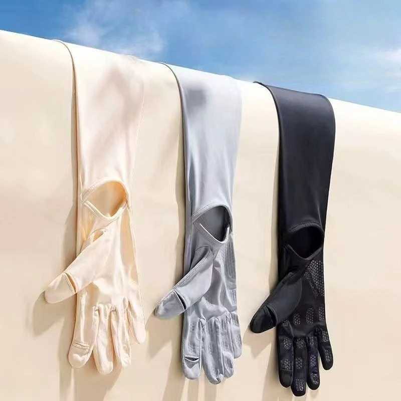 Summer Ice Silk Sunscreen Gloves for Womens UV Protection Summer Breathable Thin Style Driving Ice Sleeves D260326