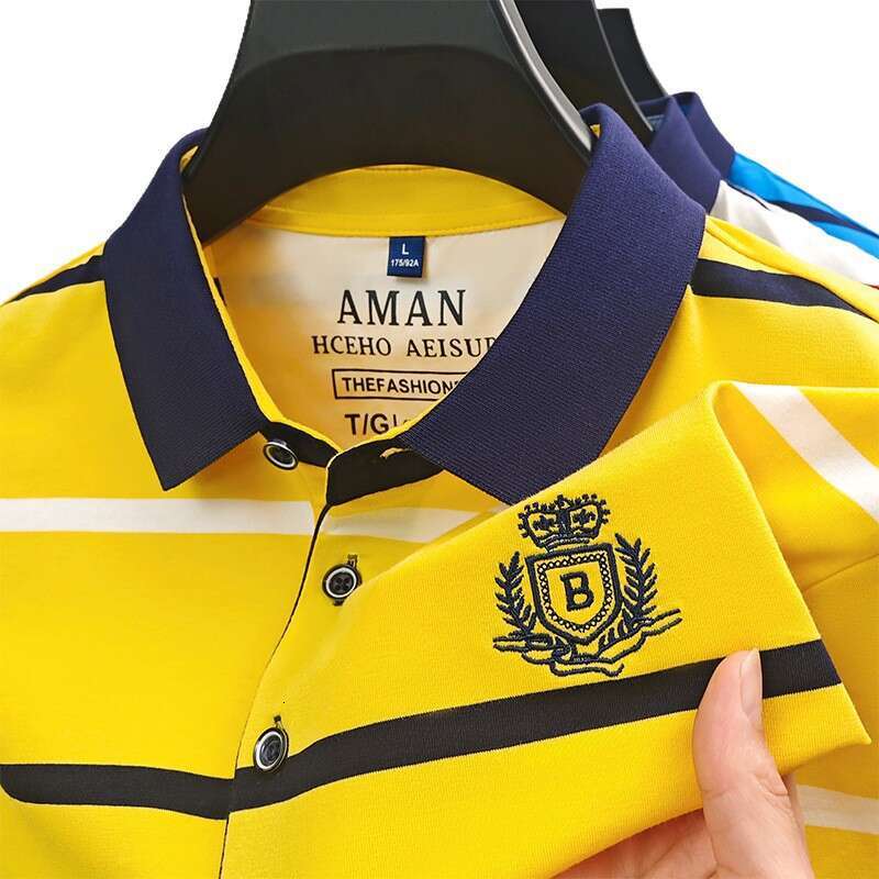 Simple and high end quality summer new short sleeve T shirt youth striped POLO shirt business fashion top with embroidery - view 6