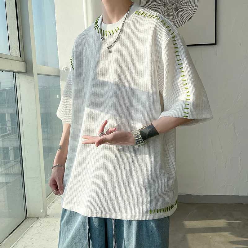 Men Summer Quality T Shirts Manual Suture Harajuku Casual Tshirt For Male 2023 New Neutral Oversize Tees Short Sleeve Tops C260326