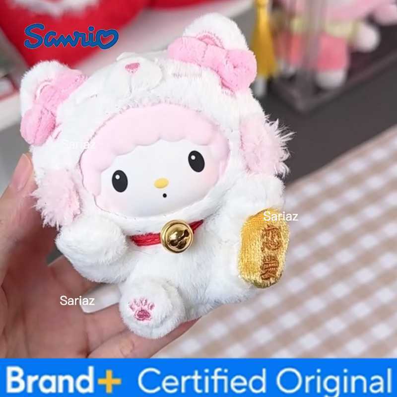 Sanrio Genuine New Lucky Cat Series Vinyl Plush Blind Box Cute Bag Pendant Figurine Doll Mystery Box Trendy Toys New Year Gift H260327