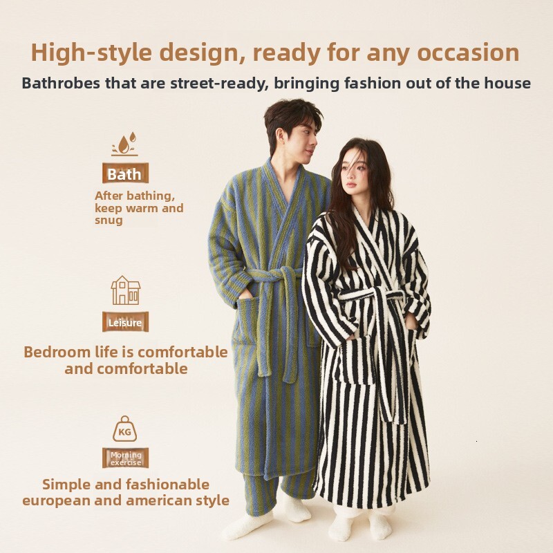Pajama Robe Winter Women Pajamas Half Velvet Black White Zebra Pattern Long Thick Robe Coral Fleece Set Spring Autumn Morning Bathrobe