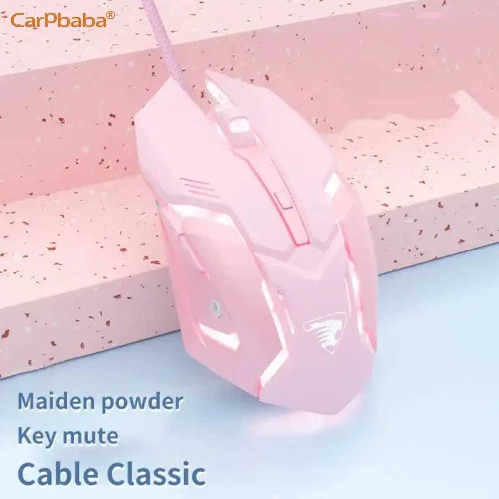 Carpbaba G3 Wired Game Mouse Mute Pink Mechanical E-sports Girl Lovely Art Portable Office Household For MacBook Laptop PC Gamer D260327