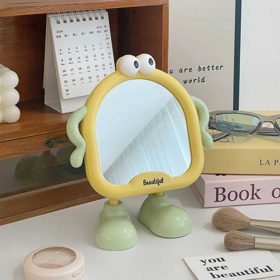Desktop makeup mirror household bedroom desktop makeup mirrorcute dormitory portable makeup mirror adjustable touch up mirror H260327