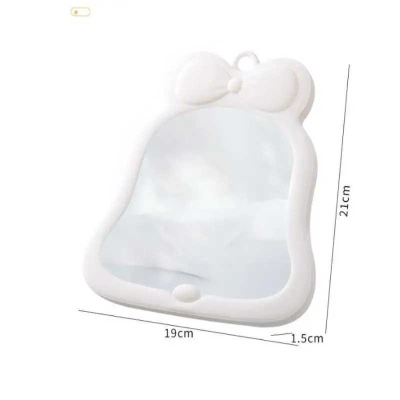 1 Pcs Bow Desktop Makeup Mirror Solid Color Simple Portable Handheld Makeup Mirror Foldable Student Compact Cute Pocket Mirror H260327