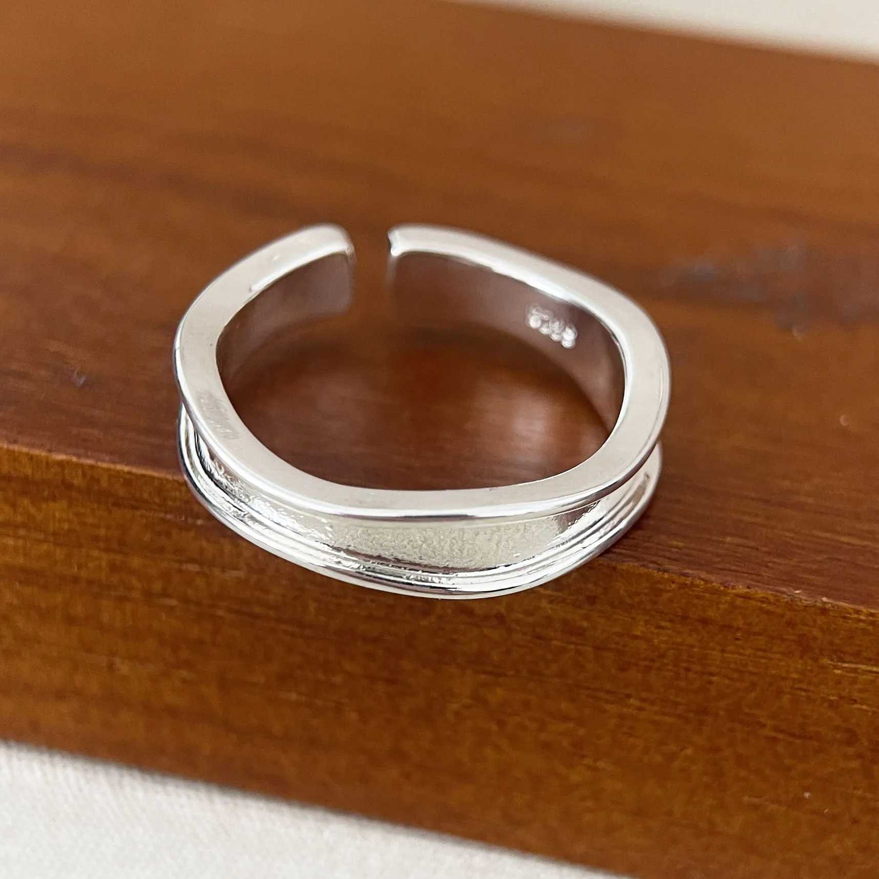 BF CLUB 925 Sterling Rings for Women Simple Geometric Handmade Irregular Retro Gold Narrow Ring Allergy For Birthday Gift H260327