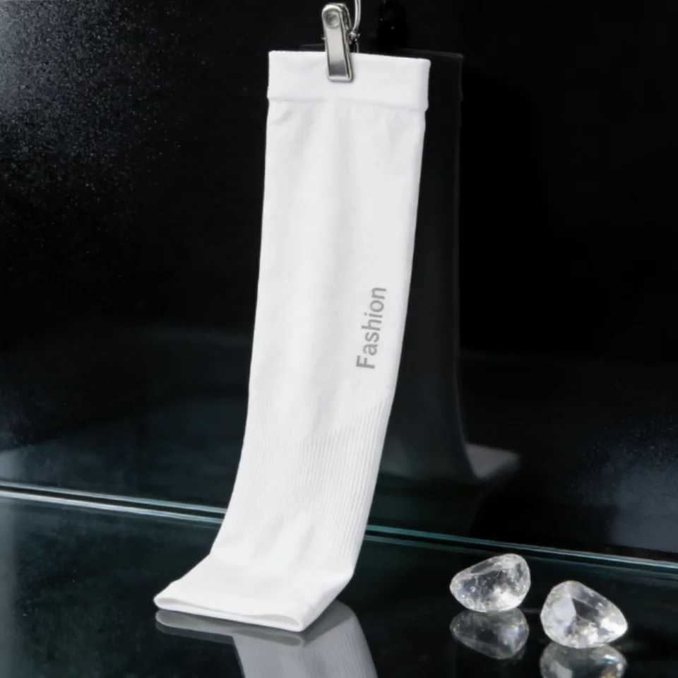 White Ice Silk Sun Protection Arm Sleeves Thumb Hole Unisex Summer Cycling Outdoor Sports Breathable Thin Sunshade Warmers D260326