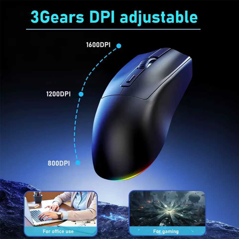 KEBIDUMEI X3 Dual-Mode 24G Wireless Mouse Dual Bluetooth Mouse RGB Gaming Mouse with Charging Dock Rechargeable Ergonomic Mouse D260327
