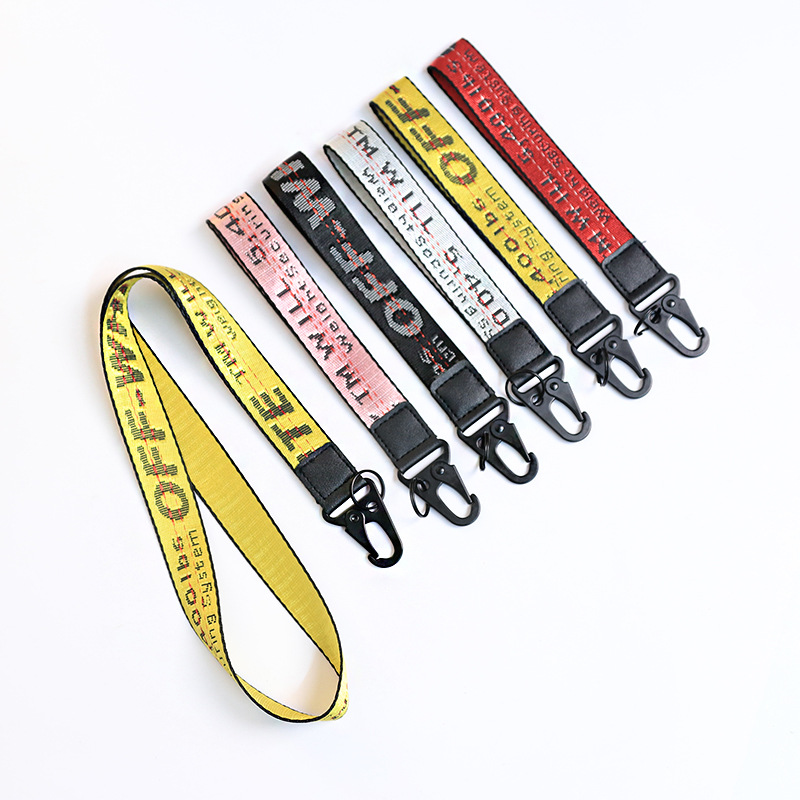 Trendy Brand Canvas Lanyards Pendant Simple Woven Strap Car Keychains Multi-purpose Wrist Strap Accessory