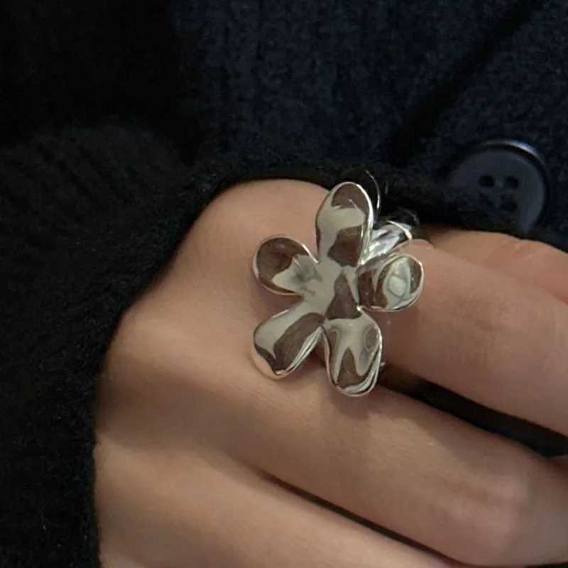 925 Sterling Silver Exaggerated Big Flower Adjustable Rings For Women Luxury Quality Jewelry Accessories Wholesale Jewellery H260327
