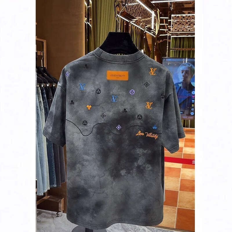 Summer Heavy Embroidery Short Sleeve High-End Fashion Versatile Slim Stylish Loose Fit Unisex Top
