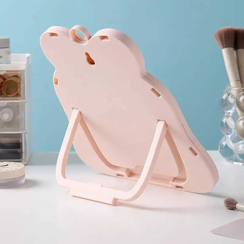 1 Pcs Bow Desktop Makeup Mirror Solid Color Simple Portable Handheld Makeup Mirror Foldable Student Compact Cute Pocket Mirror H260327