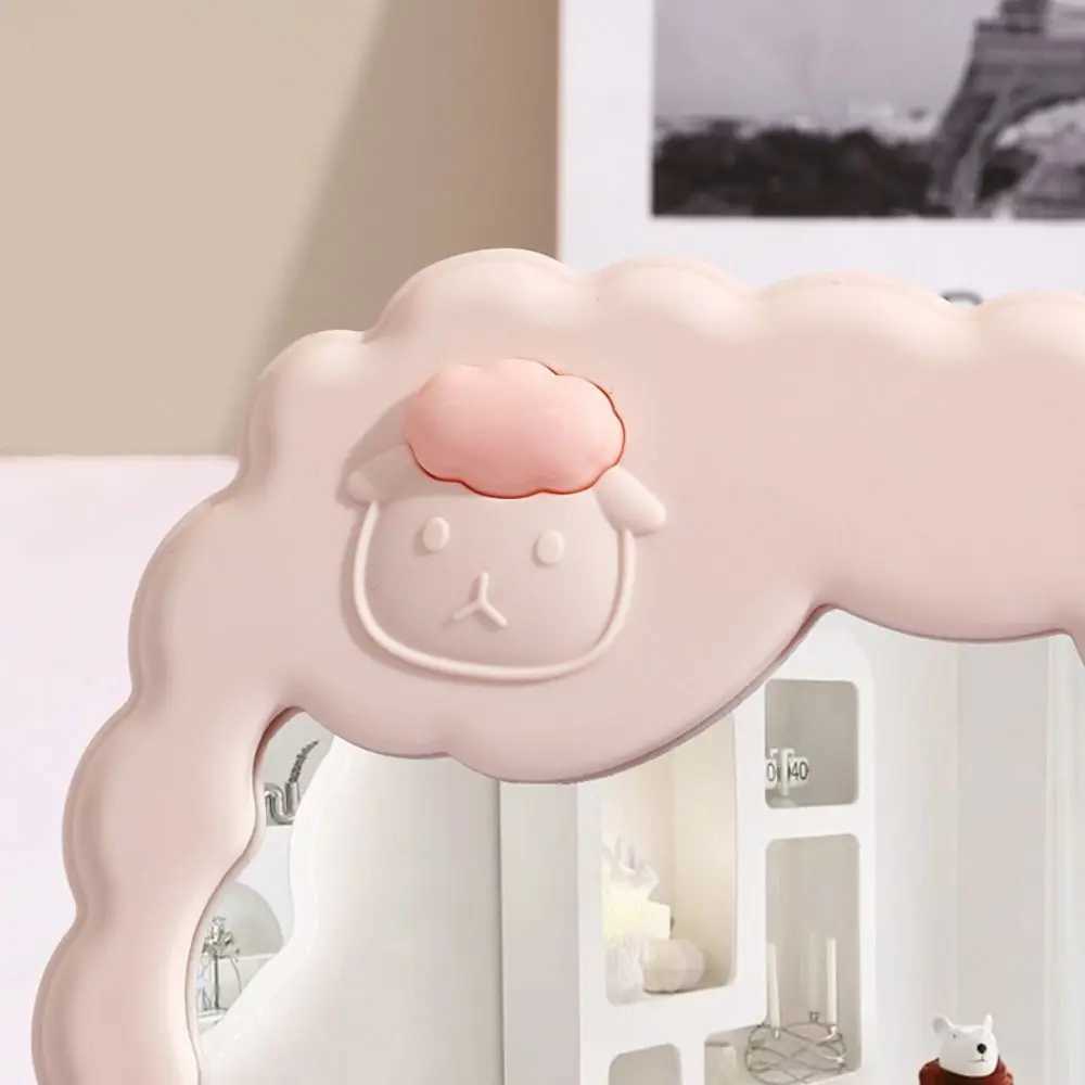 Portable Cartoon Desktop Stand Mirror Cute Sheep Kawaii Makeup Mirror Dual-purpose Wall-mounted Vanity Mirror Women Girls H260327