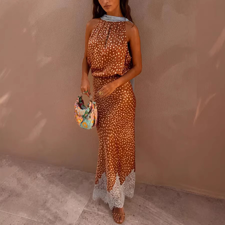 Cross-border 2026 European and American Spring/Summer New Printed Reversible Dress Set, In-Stock, INS Vacation Two-Piece Set