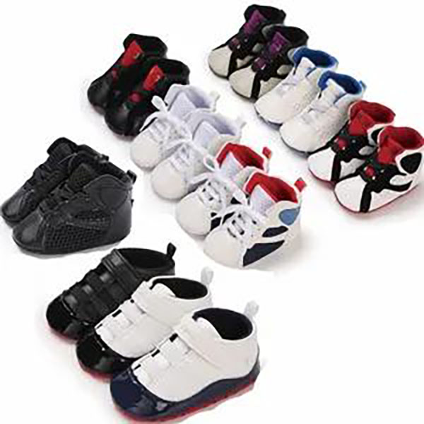 0-18M Newborn Baby Shoes Boy Girl Sport Soft Sole PU Leather Casual Sneakers White Baptism Shoes